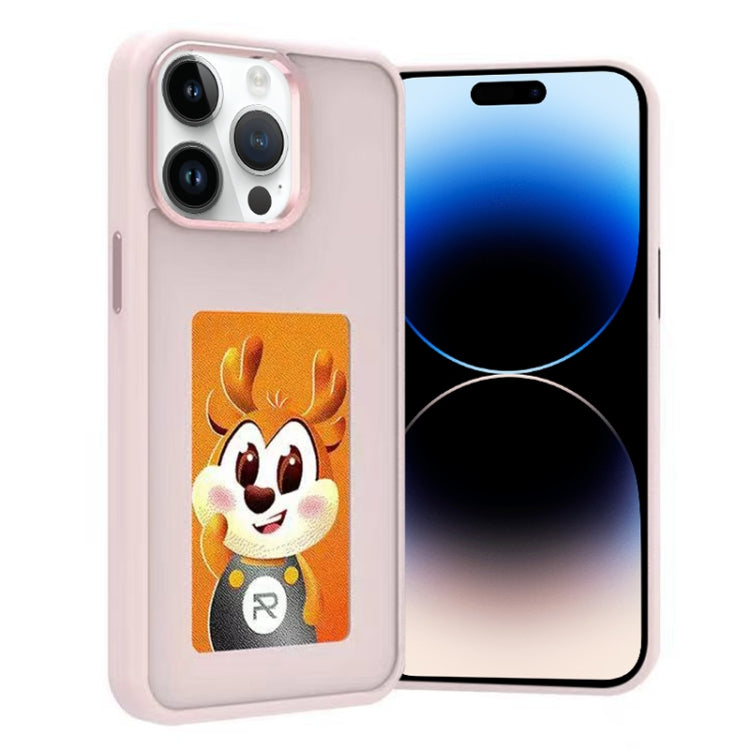 For iPhone 14 Pro Four-Color E-ink Screen NFC DIY Phone Case(Pink) - iPhone 14 Pro Cases by buy2fix | Online Shopping UK | buy2fix