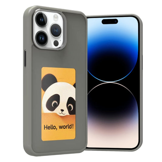 For iPhone 14 Pro Max Four-Color E-ink Screen NFC DIY Phone Case(Grey) - iPhone 14 Pro Max Cases by buy2fix | Online Shopping UK | buy2fix