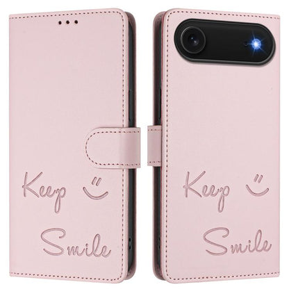 For iPhone Air Smile Embossing RFID Leather Phone Case(Pink) - iPhone Air Cases by buy2fix | Online Shopping UK | buy2fix