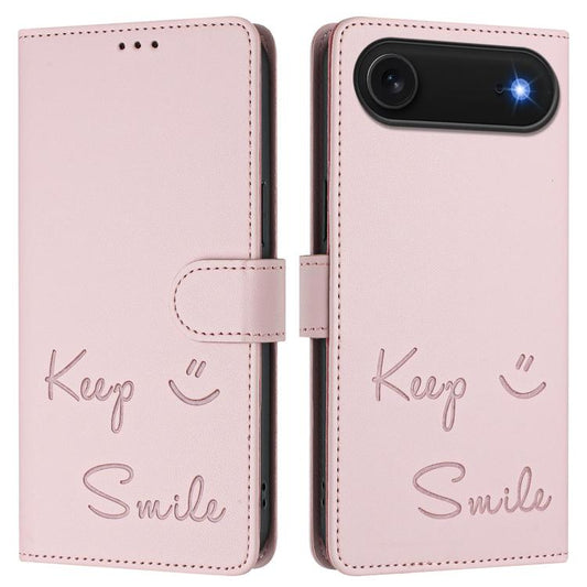 For iPhone Air Smile Embossing RFID Leather Phone Case(Pink) - iPhone Air Cases by buy2fix | Online Shopping UK | buy2fix
