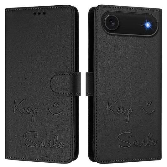 For iPhone Air Smile Embossing RFID Leather Phone Case(Black) - iPhone Air Cases by buy2fix | Online Shopping UK | buy2fix