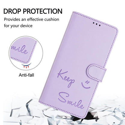 For iPhone Air Smile Embossing RFID Leather Phone Case(Light Purple) - iPhone Air Cases by buy2fix | Online Shopping UK | buy2fix