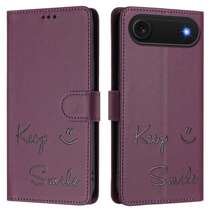 For iPhone Air Smile Embossing RFID Leather Phone Case(Violet) - iPhone Air Cases by buy2fix | Online Shopping UK | buy2fix