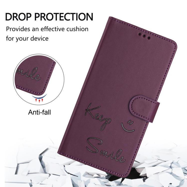 For iPhone Air Smile Embossing RFID Leather Phone Case(Violet) - iPhone Air Cases by buy2fix | Online Shopping UK | buy2fix