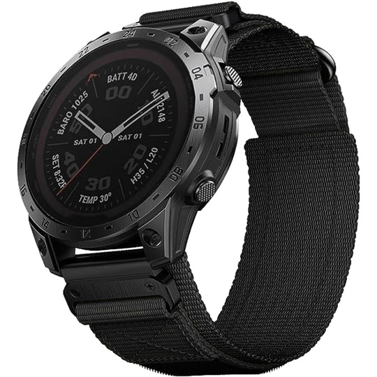 For Garmin Fenix 7X Nylon Loop Hook And Loop Fastener Quick Release Watch Band(Black)