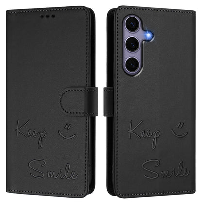 For Samsung Galaxy S25 5G Smile Embossing RFID Leather Phone Case(Black) by buy2fix