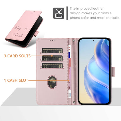For Samsung Galaxy S25+ 5G Smile Embossing RFID Leather Phone Case(Pink) - Galaxy S25+ 5G Cases by buy2fix | Online Shopping UK | buy2fix