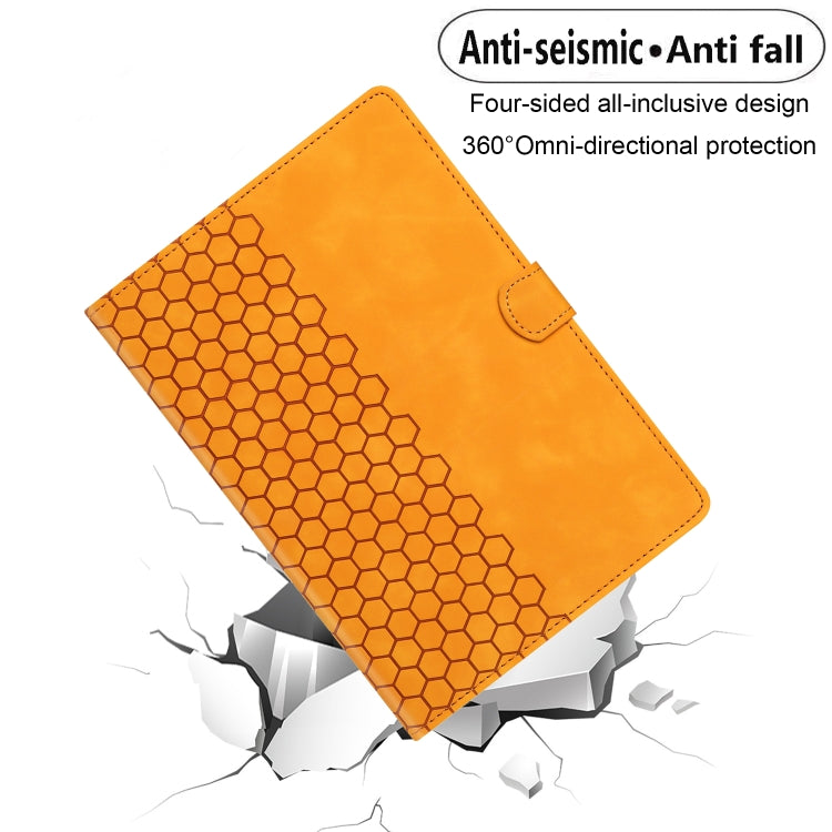 For iPad 2025 / 2022 Honeycomb Embossed Leather Smart Tablet Case(Yellow) - iPad 2025 / 2022 Cases by buy2fix | Online Shopping UK | buy2fix
