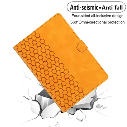 For iPad 2025 / 2022 Honeycomb Embossed Leather Smart Tablet Case(Yellow) - iPad 2025 / 2022 Cases by buy2fix | Online Shopping UK | buy2fix