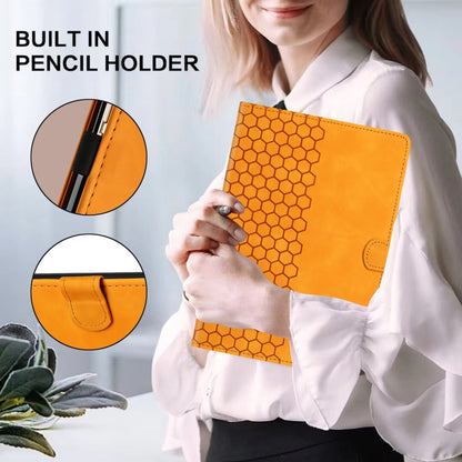 For iPad 2025 / 2022 Honeycomb Embossed Leather Smart Tablet Case(Yellow) - iPad 2025 / 2022 Cases by buy2fix | Online Shopping UK | buy2fix