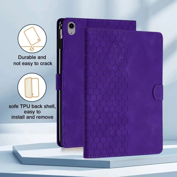For iPad 2025 / 2022 Honeycomb Embossed Leather Smart Tablet Case(Purple) - iPad 2025 / 2022 Cases by buy2fix | Online Shopping UK | buy2fix
