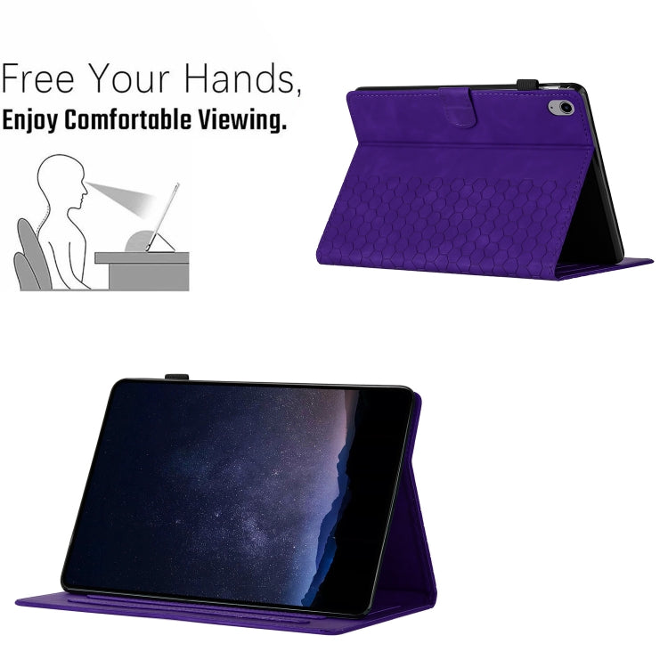 For iPad 2025 / 2022 Honeycomb Embossed Leather Smart Tablet Case(Purple) - iPad 2025 / 2022 Cases by buy2fix | Online Shopping UK | buy2fix