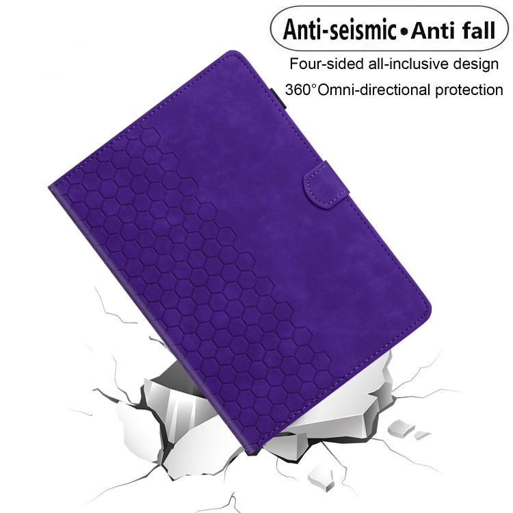 For iPad 2025 / 2022 Honeycomb Embossed Leather Smart Tablet Case(Purple) - iPad 2025 / 2022 Cases by buy2fix | Online Shopping UK | buy2fix