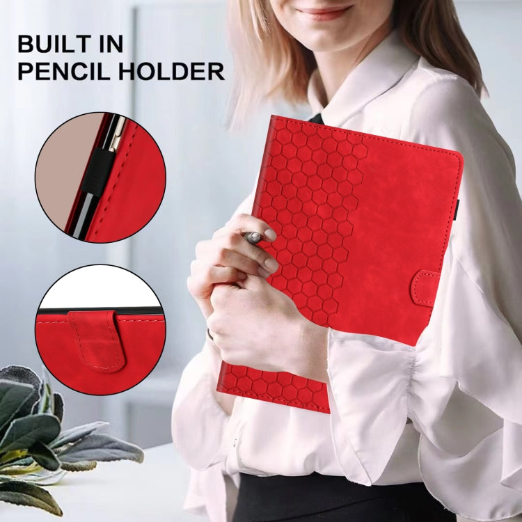 For iPad 2025 / 2022 Honeycomb Embossed Leather Smart Tablet Case(Red) - iPad 2025 / 2022 Cases by buy2fix | Online Shopping UK | buy2fix