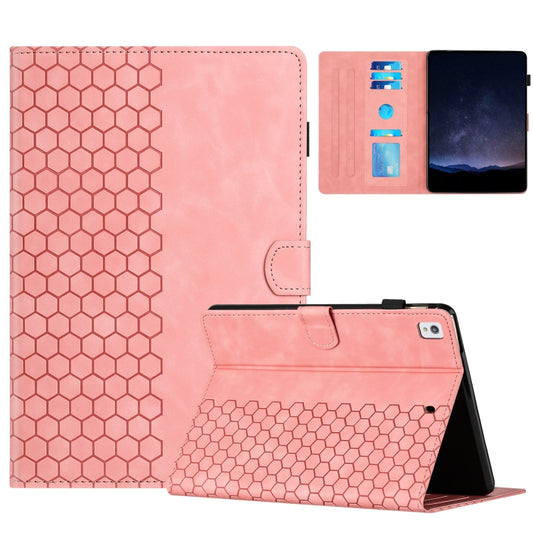 For iPad 10.2 2021 / 2020 / 10.5 2019 Honeycomb Embossed Leather Smart Tablet Case(Pink) - iPad 10.2 Cases by buy2fix | Online Shopping UK | buy2fix