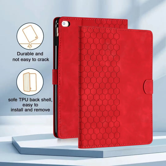 For iPad Pro 9.7 / 9.7 2018 / 2017 Honeycomb Embossed Leather Smart Tablet Case(Red) - iPad 9.7 (2018) & (2017) Cases by buy2fix | Online Shopping UK | buy2fix