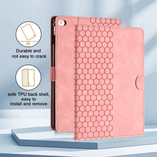 For iPad Pro 9.7 / 9.7 2018 / 2017 Honeycomb Embossed Leather Smart Tablet Case(Pink) - iPad 9.7 (2018) & (2017) Cases by buy2fix | Online Shopping UK | buy2fix