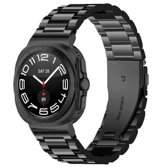 For Galaxy Watch Ultra2 2026 / 2025 / 1 2024 Three Beads Stainless Steel Watch Band(Black)