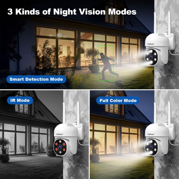 SriHome SH061 2MP AI Humanoid Tracking Infrared Night Vision Camera(UK Plug) - Wireless Camera by SriHome | Online Shopping UK | buy2fix