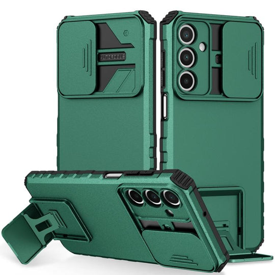 For Samsung Galaxy A16  4G / 5G Stereoscopic Holder Sliding Camshield Phone Case(Green)
