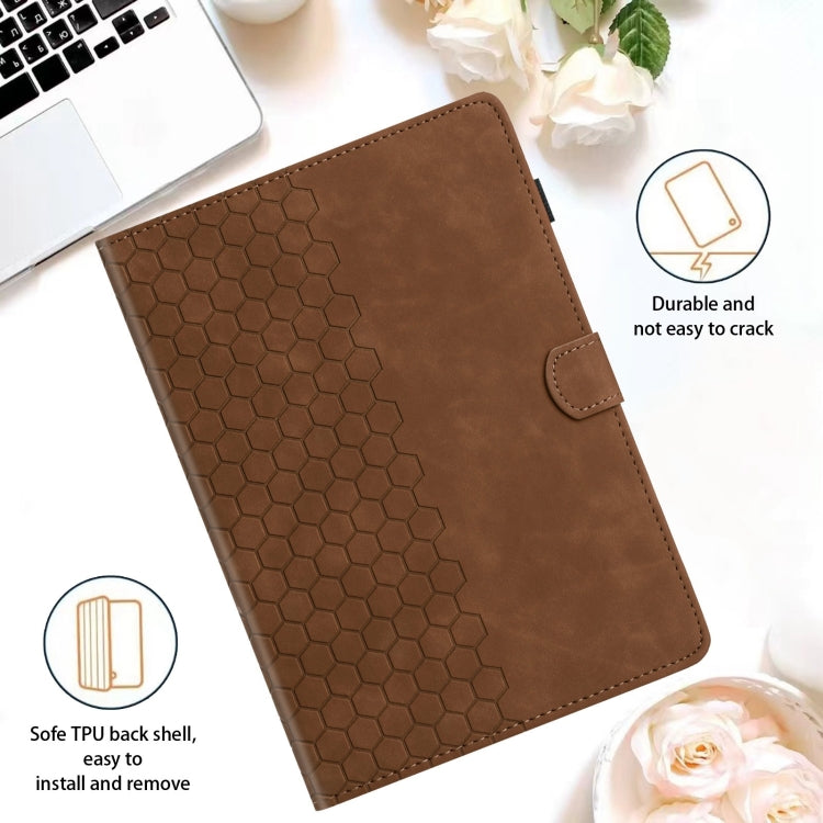 For Samsung Galaxy Tab A7 2020 T500 Honeycomb Embossed Leather Smart Tablet Case(Brown) by buy2fix