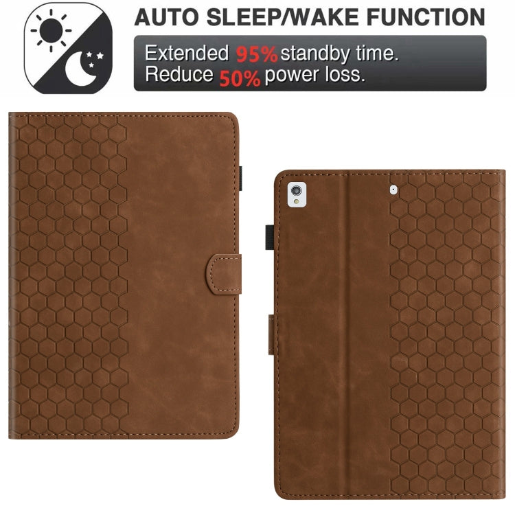 For Samsung Galaxy Tab A7 2020 T500 Honeycomb Embossed Leather Smart Tablet Case(Brown) by buy2fix