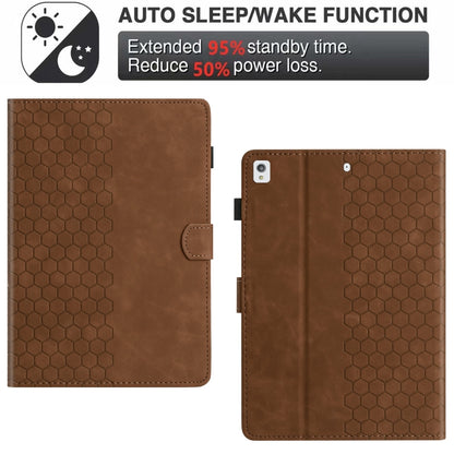 For Samsung Galaxy Tab A7 2020 T500 Honeycomb Embossed Leather Smart Tablet Case(Brown) by buy2fix