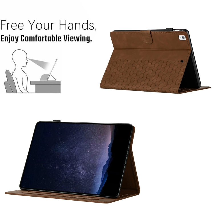 For Samsung Galaxy Tab A7 2020 T500 Honeycomb Embossed Leather Smart Tablet Case(Brown) by buy2fix