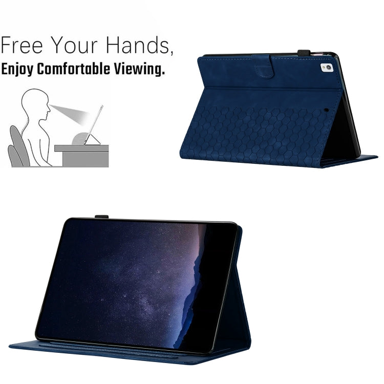 For Samsung Galaxy Tab S6 Lite P610 Honeycomb Embossed Leather Smart Tablet Case(Blue) by buy2fix