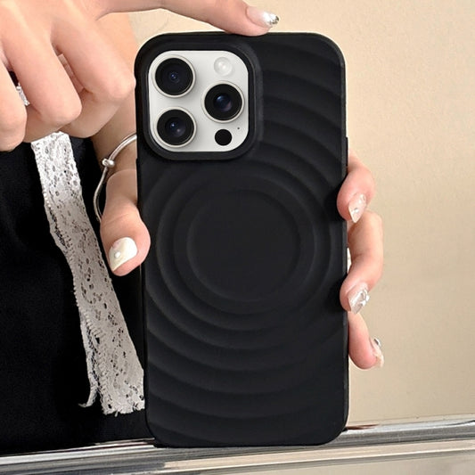 For iPhone 16 Pro Frosted Wave Texture MagSafe Magnetic TPU Phone Case(Black) by buy2fix
