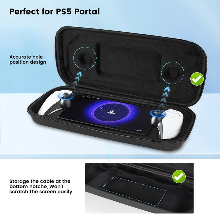 For Sony PlayStation Portal Portable Game Console Storage Bag Kits(Black) by buy2fix