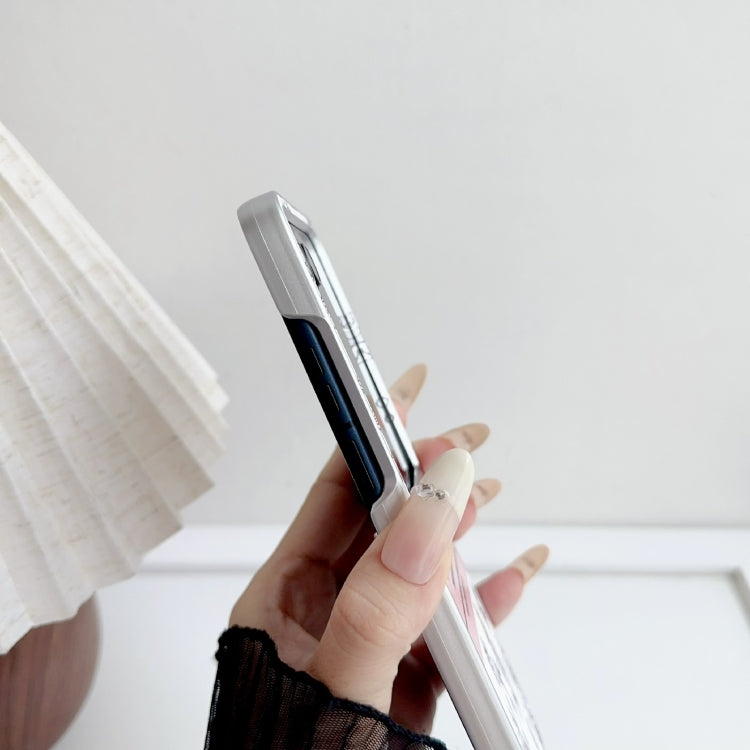 For Motorola Razr 50 Pearlescent Paint Painted PC Phone Case with DIY Scarf Bracelet(Sketch Flower) by buy2fix