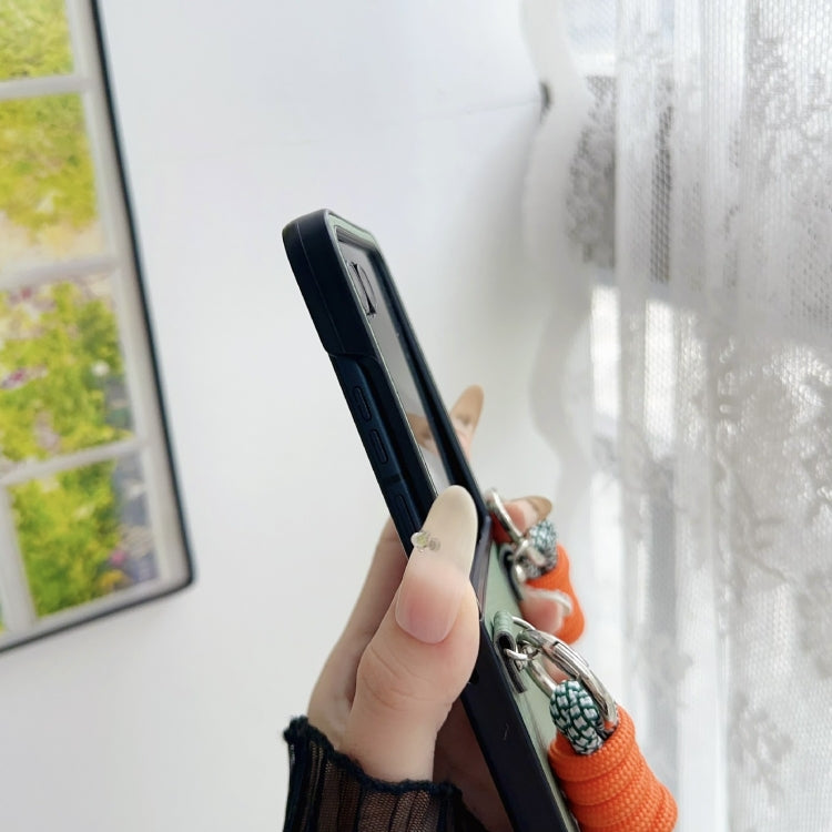 For Motorola Razr 50 Woven Texture Phone Case With Colorful Lanyard(Blue) by buy2fix