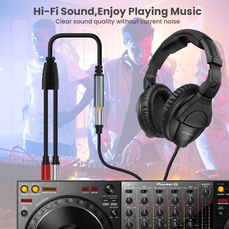 5m 6.35mm TRS Stereo Female to 2 x 6.35mm TS Male Mono Audio Adapter Cable(Black) by buy2fix