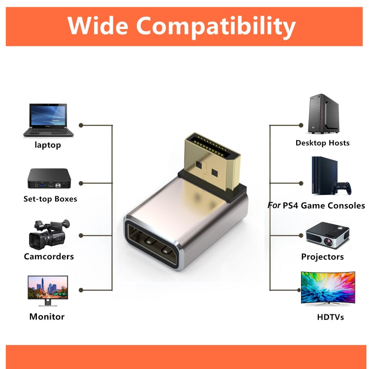 8K 60Hz PD1.4 Male Displayport to Female Displayport Adapter Converter, Angle:Right by buy2fix