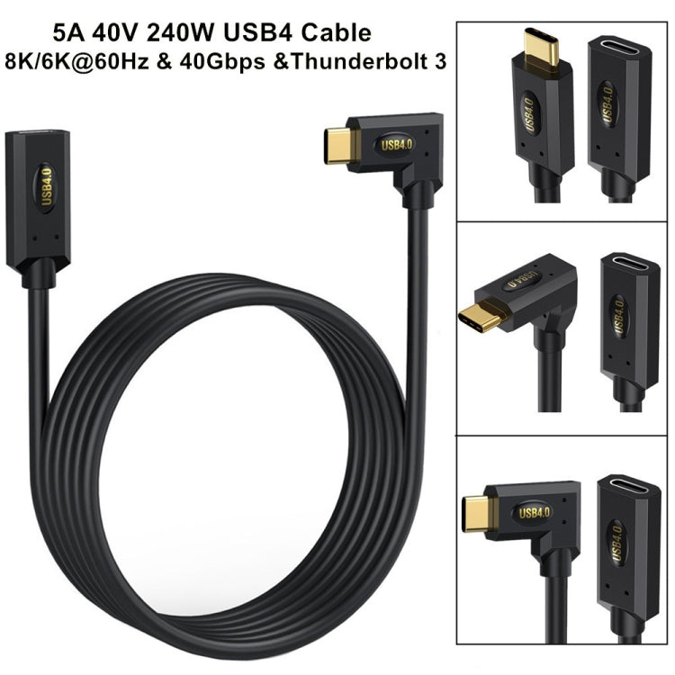 240W USB-C / Type-C Male to Female Multi-function Elbow USB 4.0 Data Extension Cable, Length:1m by buy2fix