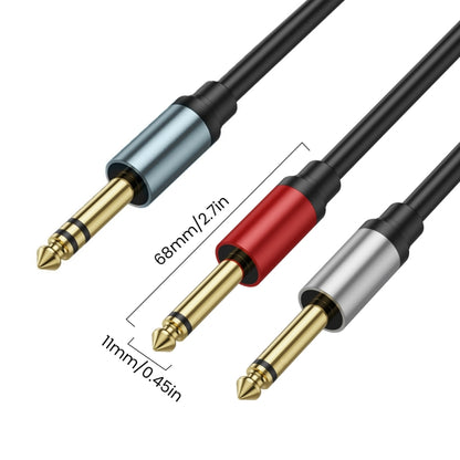 3m Gold Plated 6.35mm Male Dual Sound TRS Stereo to 2 x 6.35mm Male TS Mono Y Splitter Adapter Audio Cable(Black) - Video & Audio Cable by buy2fix | Online Shopping UK | buy2fix