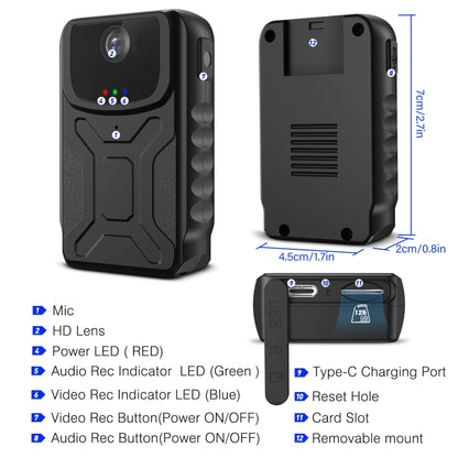 860B 1080P 140 Degree Wide Angle Wearable Portable Mini Camera(Black) - Mini Camera by buy2fix | Online Shopping UK | buy2fix