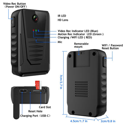 870B 1080P Portable Multifunctional Wearable Camera(Black) - Mini Camera by buy2fix | Online Shopping UK | buy2fix