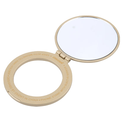 CPS-053 Magnetic Folding Phone Ring Holder with Mirror(Gold) - Ring Holder by buy2fix | Online Shopping UK | buy2fix