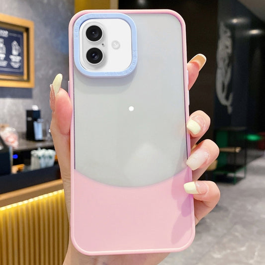 For iPhone 16 Dual Color Stitching PC Hybrid TPU Phone Protective Case(Pink) - iPhone 16 Cases by buy2fix | Online Shopping UK | buy2fix