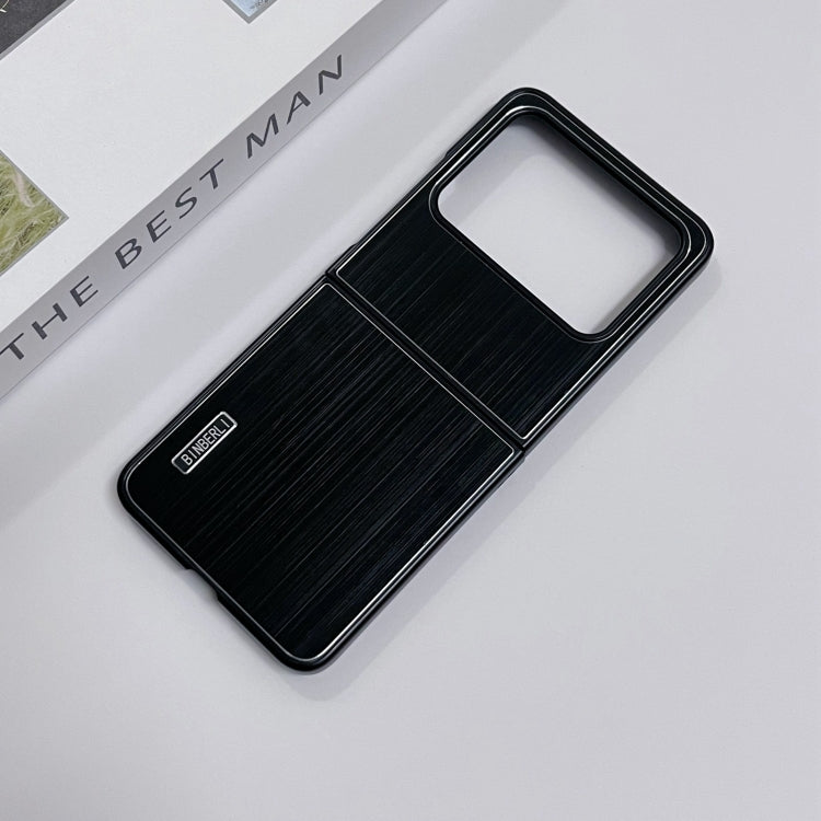 For Motorola Moto Razr 50 2024 PC Hybrid Aluminum Alloy Brushed Shockproof Phone Case(Black) by buy2fix