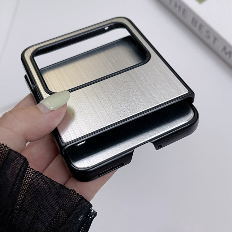 For Motorola Moto Razr 50 2024 PC Hybrid Aluminum Alloy Brushed Shockproof Phone Case(Black) by buy2fix