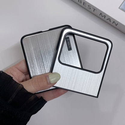 For Motorola Moto Razr 50 2024 PC Hybrid Aluminum Alloy Brushed Shockproof Phone Case(Silver) by buy2fix