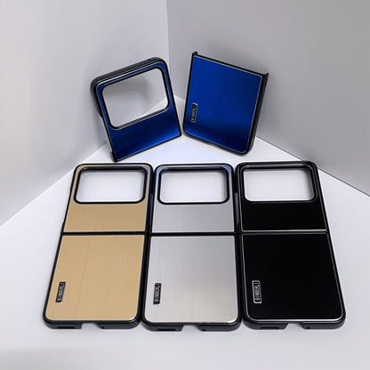 For Motorola Moto Razr 50 2024 PC Hybrid Aluminum Alloy Brushed Shockproof Phone Case(Gold) by buy2fix