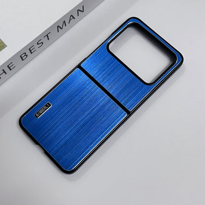 For Motorola Moto Razr 50 2024 PC Hybrid Aluminum Alloy Brushed Shockproof Phone Case(Blue) by buy2fix