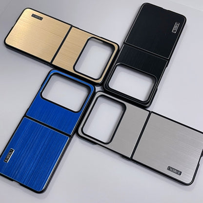 For Motorola Moto Razr 50 2024 PC Hybrid Aluminum Alloy Brushed Shockproof Phone Case(Blue) by buy2fix