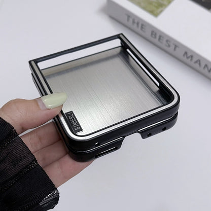 For Motorola Moto Razr 50 Ultra PC Hybrid Aluminum Alloy Brushed Shockproof Phone Case(Black) by buy2fix