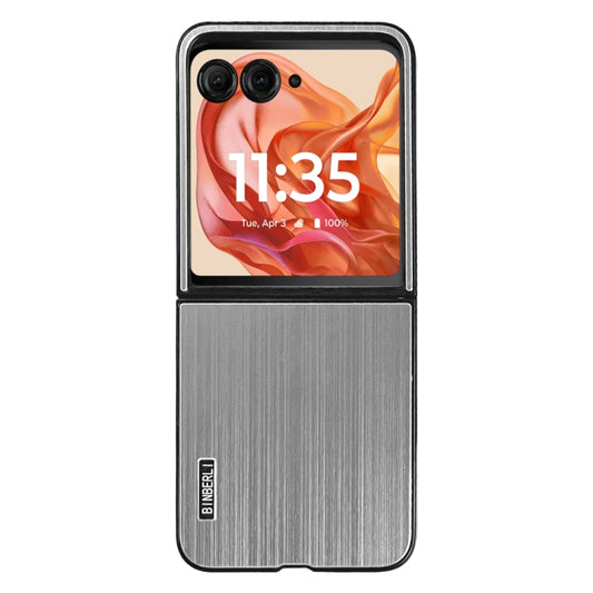 For Motorola Moto Razr 50 Ultra PC Hybrid Aluminum Alloy Brushed Shockproof Phone Case(Silver) - Motorola Cases by buy2fix | Online Shopping UK | buy2fix