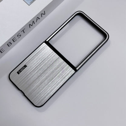 For Motorola Moto Razr 50 Ultra PC Hybrid Aluminum Alloy Brushed Shockproof Phone Case(Silver) - Motorola Cases by buy2fix | Online Shopping UK | buy2fix